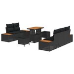 vidaXL Ensemble de canapé de jardin avec coussin 8 Pièces Noir