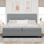 vidaXL Lit à ressorts avec matelas gris clair 200x200 cm en tissu