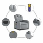 vidaXL Fauteuil de massage inclinable Gris clair Tissu