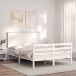 vidaXL Cadre de lit avec tête de lit blanc 140x190 cm bois massif