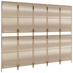 vidaXL Cloison de séparation 5 panneaux beige résine tressée