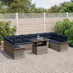vidaXL Ensemble de canapé de jardin 11 Pièces Gris Poly Rattan