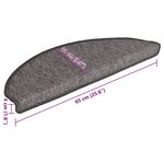 vidaXL Tapis d'escalier 15 pièces 65 x 21 x 4 cm Beige et gris Demi-rond Grand