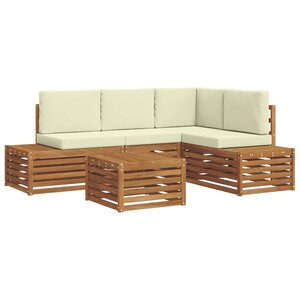 vidaXL 5 pc Ensemble de canapés d'extérieur Naturel et Crème