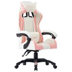 Chaise fauteuil siège pivotante de bureau informatique étude de jeux vidéo Rose similicuir rose 02_0024228