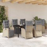 vidaXL Ensemble de salle à manger pour jardin 7 Pièces Beige Poly rotin