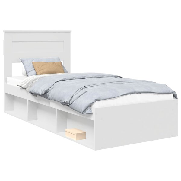 vidaXL Cadre de lit avec matelas Blanc 75 x 190 cm Pin massif