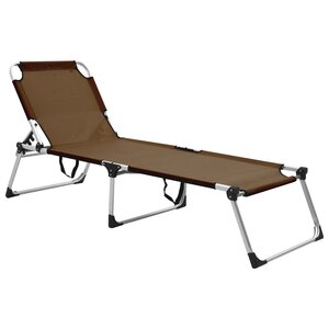 vidaXL Chaise longue pliable extra haute pour seniors Marron Aluminium