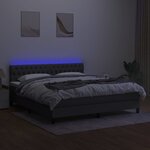 vidaXL Sommier à lattes de lit et matelas et LED Gris foncé 180x200 cm