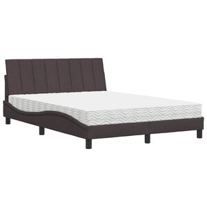 vidaXL Lit avec matelas Hanko marron foncé 140x200 cm tissu