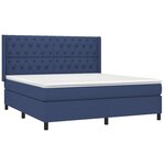 vidaXL Sommier à lattes de lit matelas et LED Bleu 160x200 cm Tissu
