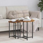 vidaXL Ensemble de tables d'appoint 2 Pièces Chêne fumé et noir