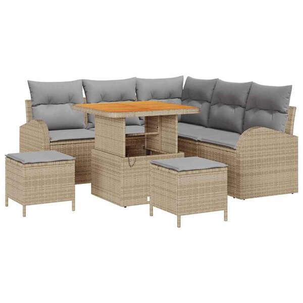 vidaXL Ensemble de canapé de jardin 8 Pièces Beige et Gris clair