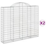 vidaXL Paniers à gabions arqués 2 Pièces 200x30x160/180 cm Fer galvanisé