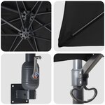 vidaXL Parasol de terrasse Noir Polyester  Acier Grand Inclinable