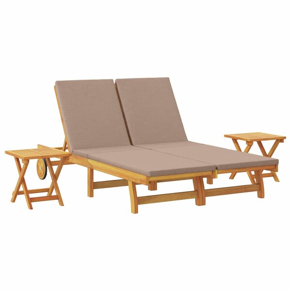 vidaXL Transat 3 pc Bois d'Acacia Massif Taupe