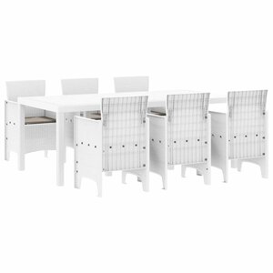 vidaXL Ensemble de salle à manger pour jardin 7 Pièces Blanc Rattan Polt
