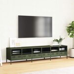 vidaXL Meuble TV vert olive 202x39x43 5 cm acier laminé à froid