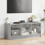 vidaXL Meuble TV avec portes en verre sonoma gris 102x37x42 cm
