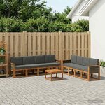 vidaXL Ensemble de canapés d'extérieur 9 pc Naturel et Anthracite