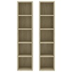 vidaXL Armoires à CD 2 Pièces Chêne sonoma 21x16x93 5cm Bois d'ingénierie