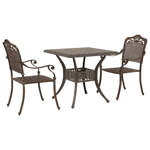 vidaXL Ensemble de tables de jardin 3 Pièces Bronze Aluminium coulé