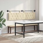 vidaXL Tête de lit suspendue Avec lumière LED Crème Tissu