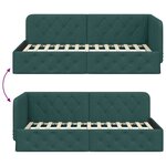 vidaXL Cadre de lit d'angle Vert foncé 90 x 190 cm tissu