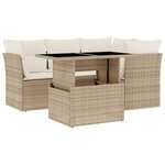 vidaXL Salon de jardin avec coussins 5 Pièces beige résine tressée