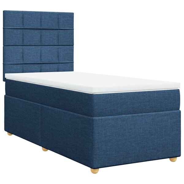vidaXL Sommier à lattes de lit avec matelas Bleu 90x200 cm Tissu