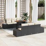 vidaXL Ensemble de salle à manger pour jardin 7 Pièces Noir  Crème