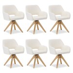 Chaise rembourrée Tissu Teddy Blanc - 6 pièces