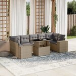 vidaXL Salon de jardin avec coussins 8 Pièces beige résine tressée