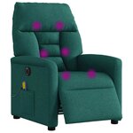 vidaXL Fauteuil de massage inclinable électrique Vert foncé Tissu