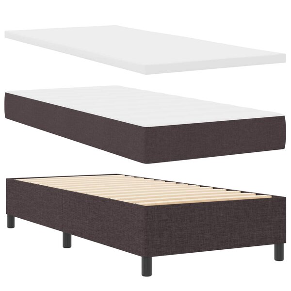 vidaXL Lit à ressorts avec matelas Marron foncé 90 x 190 cm tissu