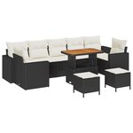 Ensemble de canapés de jardin de 10 pièces avec coussins noirs en rattan