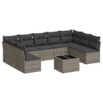 vidaXL Salon de jardin avec coussins 10 Pièces gris résine tressée