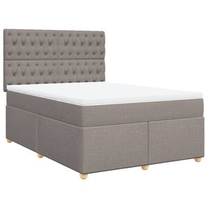 vidaXL Sommier à lattes de lit avec matelas Taupe 140x190 cm Tissu