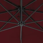 vidaXL Parasol de jardin en porte-à-faux mât en acier rouge bordeaux