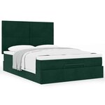 vidaXL Cadre de lit ottoman avec matelas vert foncé 140x200 cm velours