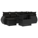 vidaXL Salon de jardin 7 Pièces avec coussins noir résine tressée