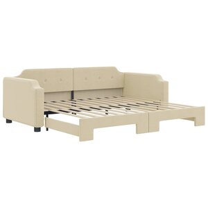 vidaXL Lit de jour avec lit gigogne crème 100x200 cm tissu