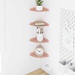 vidaXL Étagère Flottante d'Angle 4 pc Rose 15 x 15 x 2 cm