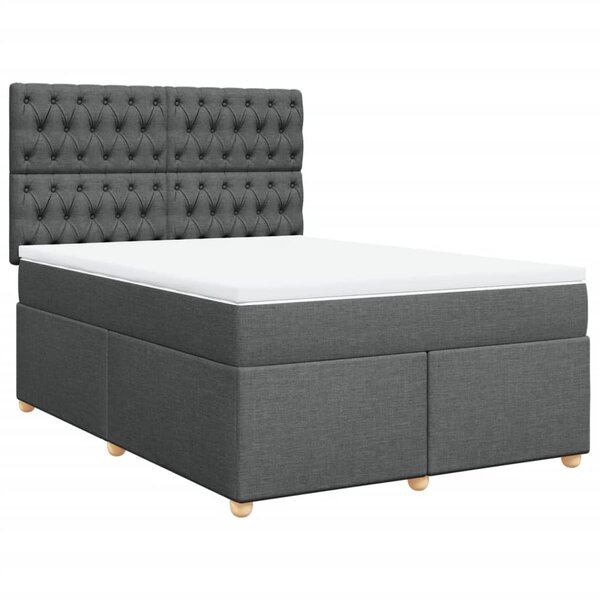 vidaXL Sommier à lattes de lit avec matelas Gris foncé 160x200cm Tissu