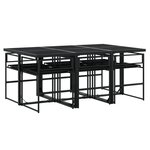 vidaXL Ensemble à manger de jardin coussins 7 Pièces noir résine tressée