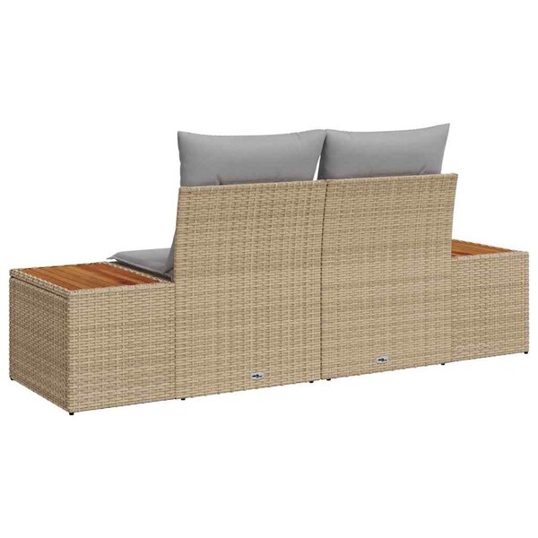 vidaXL Sofa de jardin 2 places avec coussins en poly rotin beige