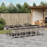 vidaXL Ensemble à manger de jardin et coussins 13 Pièces gris clair rotin