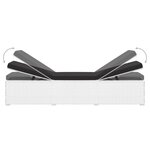 vidaXL Chaise longue avec coussin et table à thé rotin Blanc