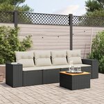vidaXL Salon de jardin 5 Pièces avec coussins noir résine tressée