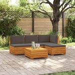 vidaXL Ensemble de canapés d'extérieur avec coussin 5 Pièce Marron